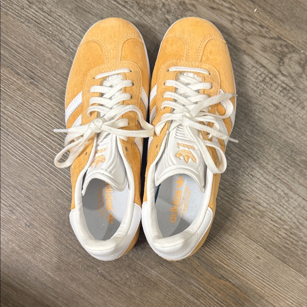 Adidas Suede Light Orange and White Trainers
